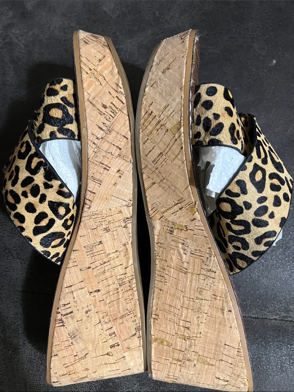 Sam Edelman Leopard Print Leather Slide Platform Mules - Tan & Black - Picture 4 of 9